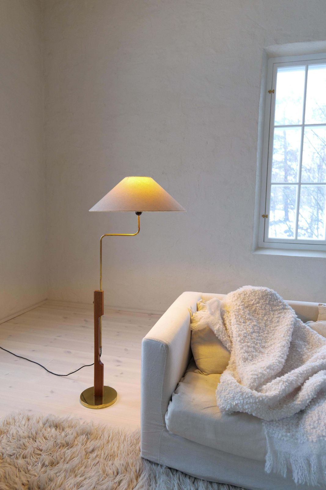 2355.0 Midcentury Modern Floor Lamp, Teak And Brass Bergboms, Sweden, 1960s photo