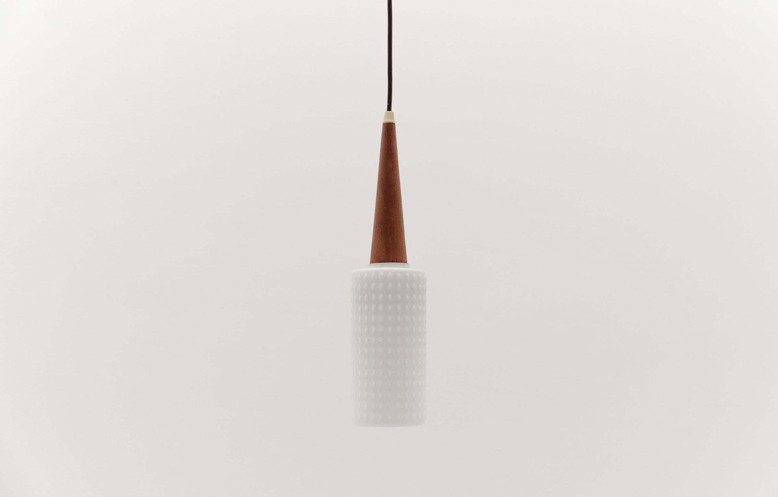 Petite Cylindrical Ceiling Lamp With Teak Wood And Opaline Wood, 1960s photo 523.0