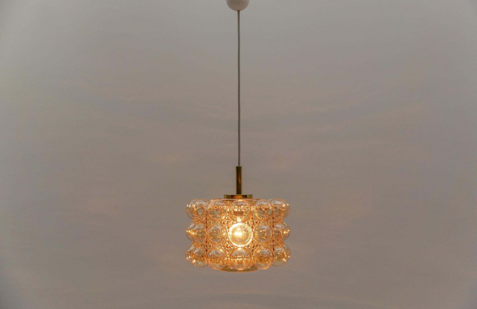 Lovely Amber Bubble Glass Ceiling Lamp By Helena Tynell, Limburg Germany 1960s photo for sale