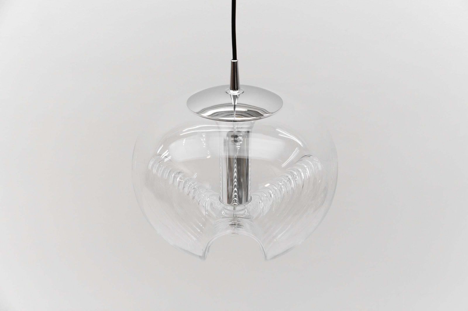 Large Clear Glass Lamp "Wave" By Koch & Lowy For Peill & Putzler, 1960s photo 666.0