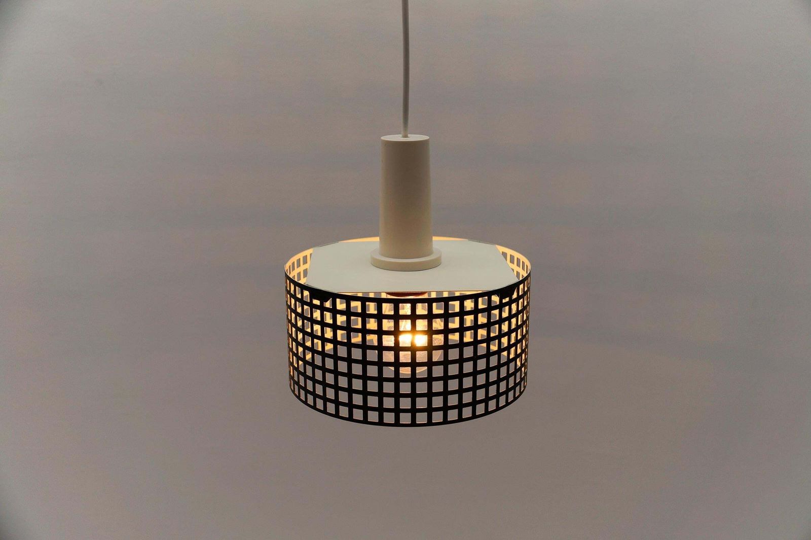 photo furniture Simple & Elegant Perforated Metal Pendant Lamp In The Manner Of Mathieu Mategot