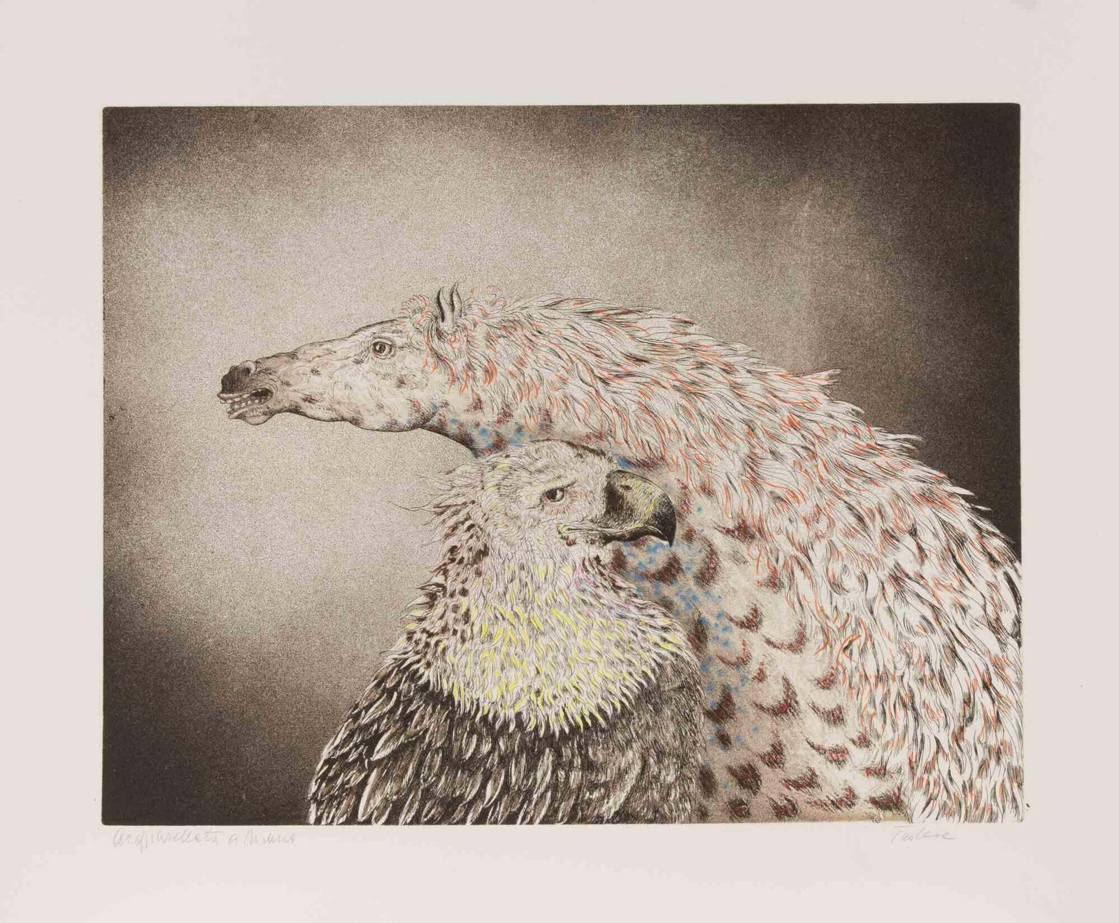 Benito Troleseeagle And Horse   Etching By Benito Trolese   1990s1990s