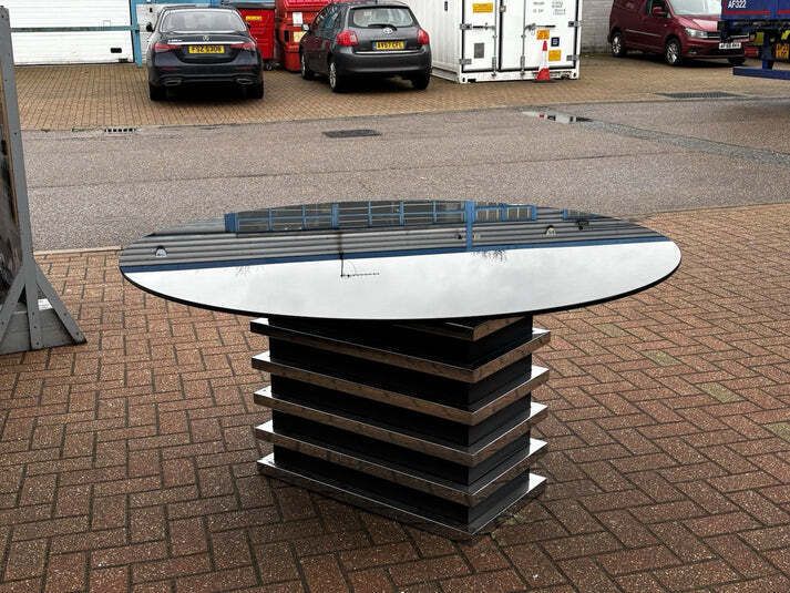 Mid Century 1970's Circular Dining Table Smoked Glass On Chrome Base photo Furniture