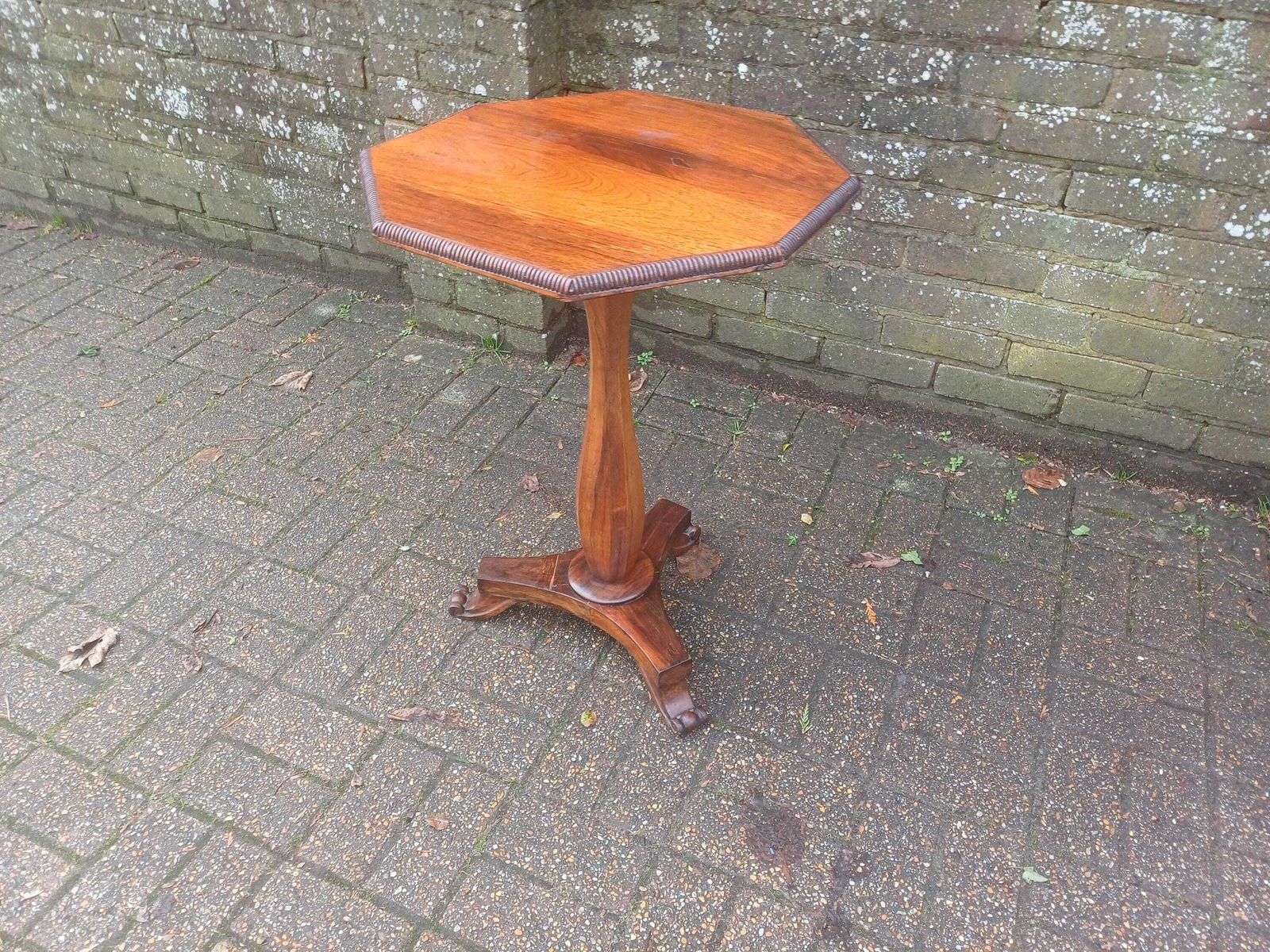 Victorian Rosewood Occasional Side Table Antique Column Stand Pedestal Table Vintage Elegant English Wine Lamp Hall Table