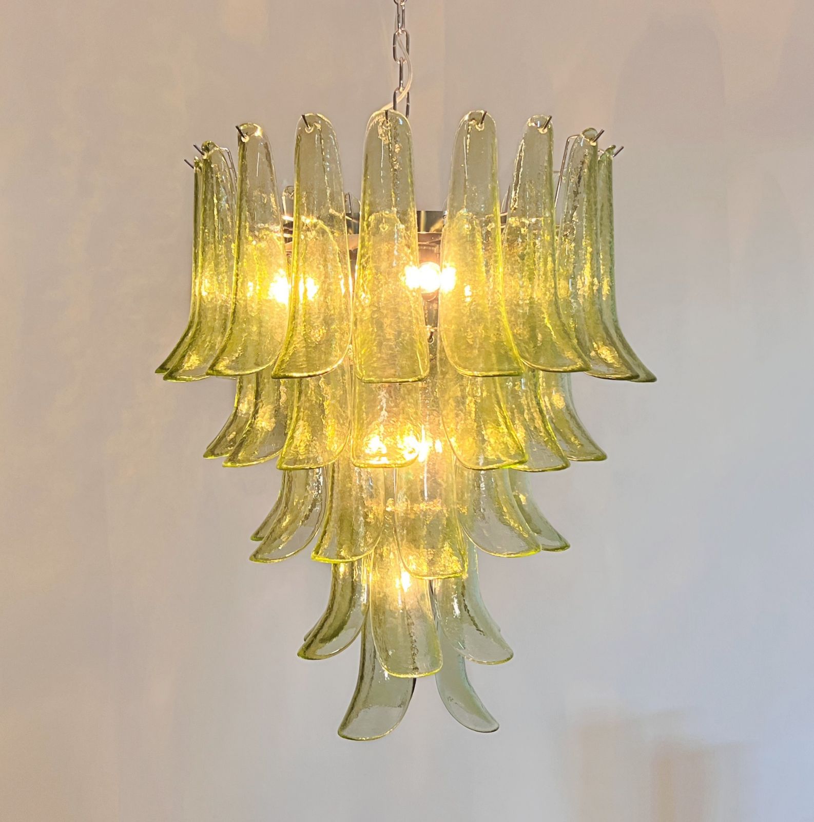 photo vintage Italian Vintage Murano Chandelier   52 Amber Green Petals