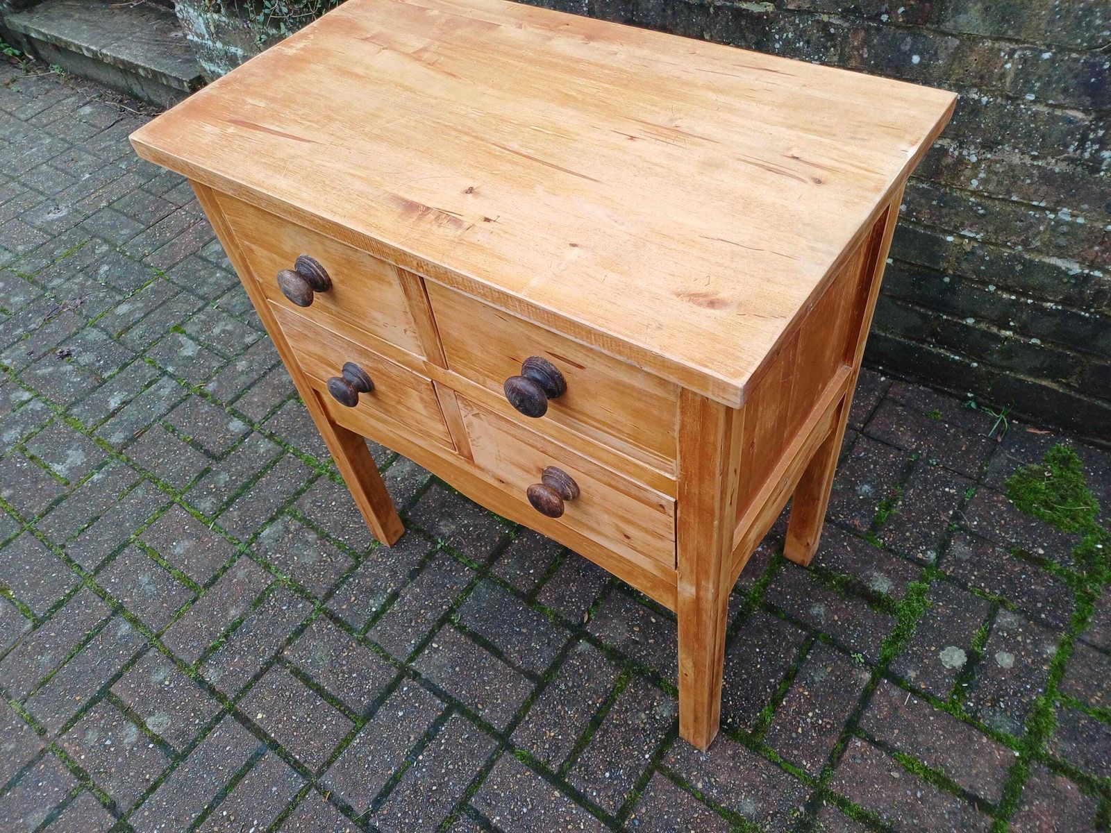 Solid Pine 4 Drawer Dresser Base Chest Cabinet Vintage Rustic Shabby Chic Distressed Finish | 1980s 1990s Sideboard photo buy