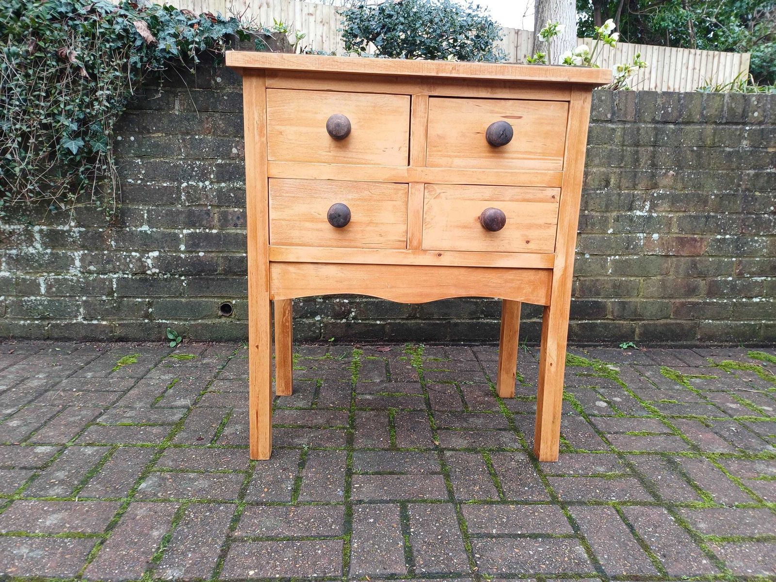 photo buy Solid Pine 4 Drawer Dresser Base Chest Cabinet Vintage Rustic Shabby Chic Distressed Finish | 1980s 1990s Sideboard