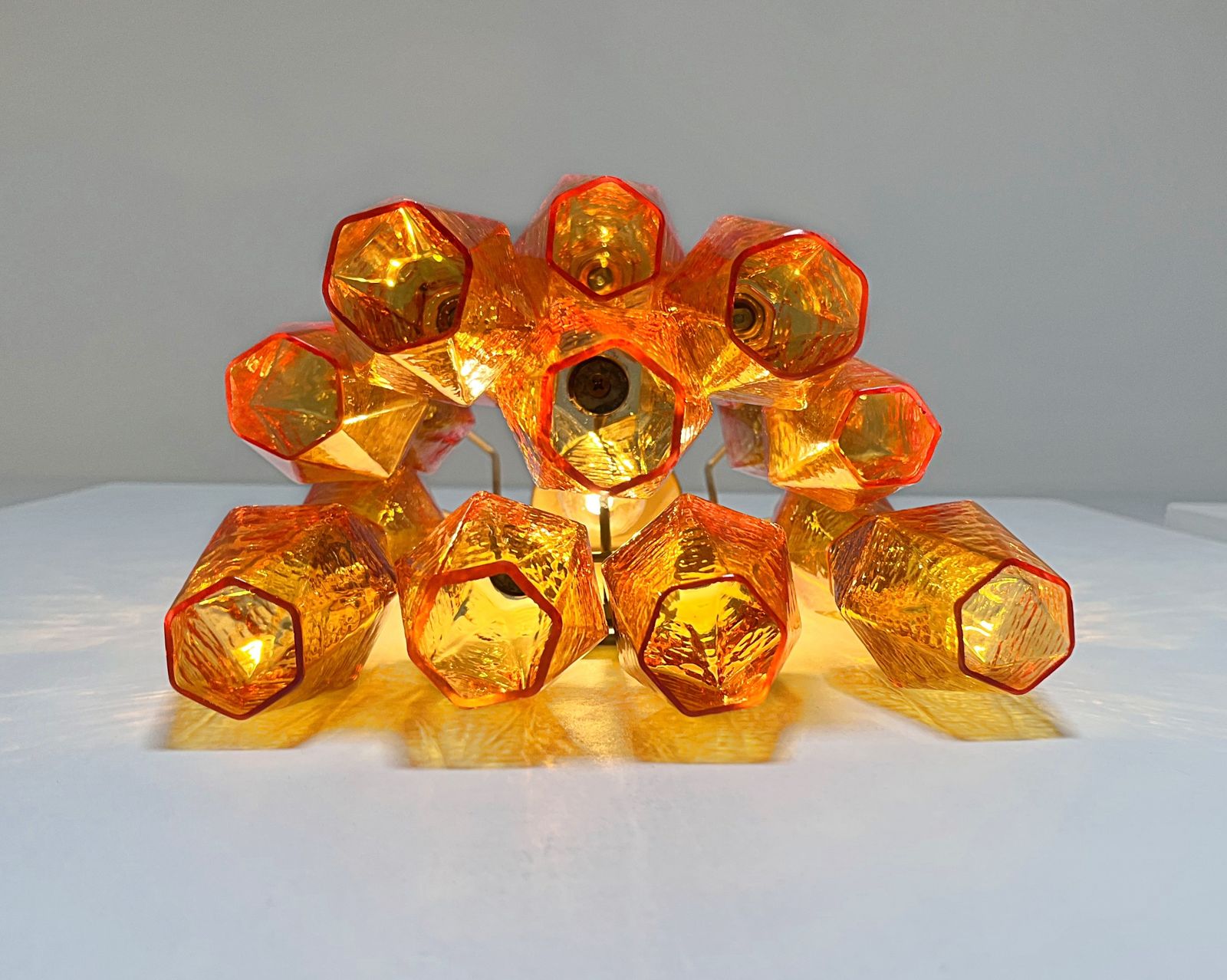 photo furniture Vintage Murano Italian Poliedri Amber Glass Wall Sconces