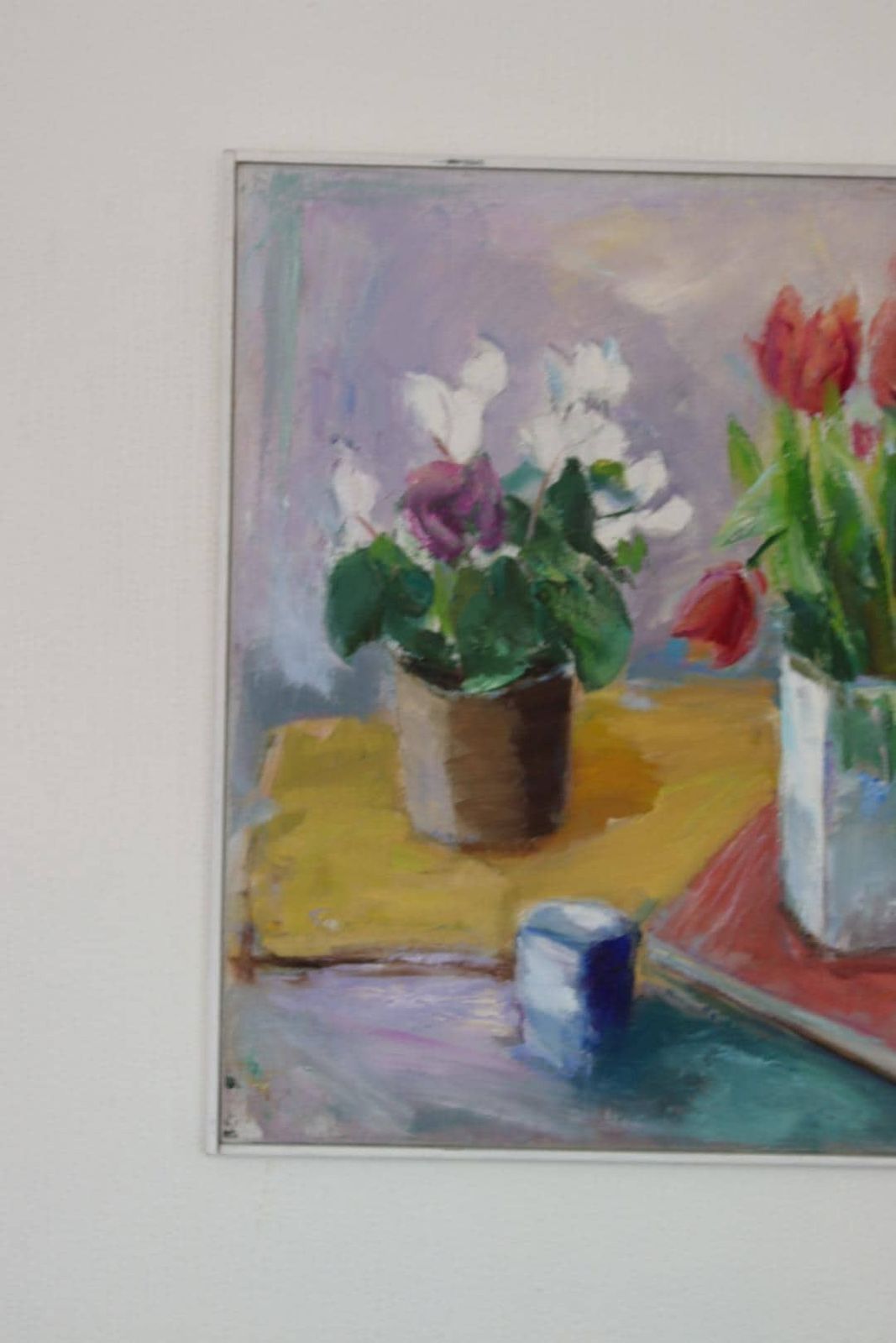 Original Mid Century Swedish Oil On Canvas – “Still Life With Tulips” By Ove Månsson – Vintage & Framed – 51 × 62 Cm (20.1" × 24.4") photo vinterior