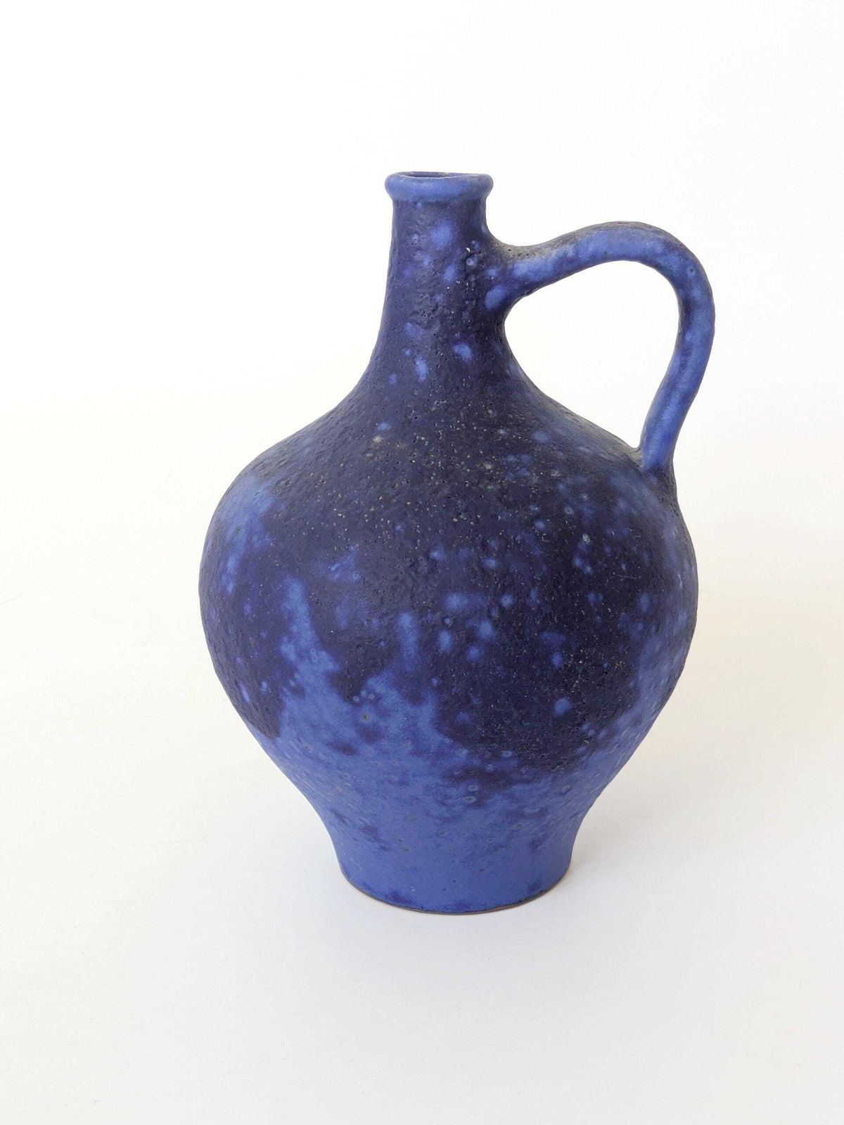 Midcentury Handle Vase By Heyne Keramik, Ultramarine Klein Blue Fat Lava, West Germany, 1960s photo Home Decor