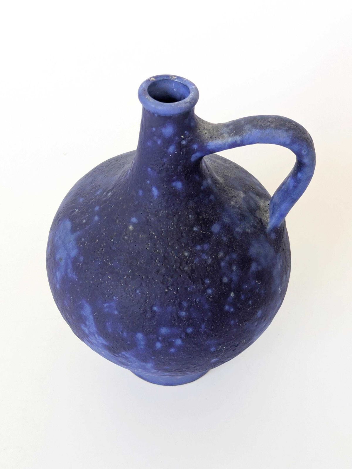 Midcentury Handle Vase By Heyne Keramik, Ultramarine Klein Blue Fat Lava, West Germany, 1960s photo 107.0