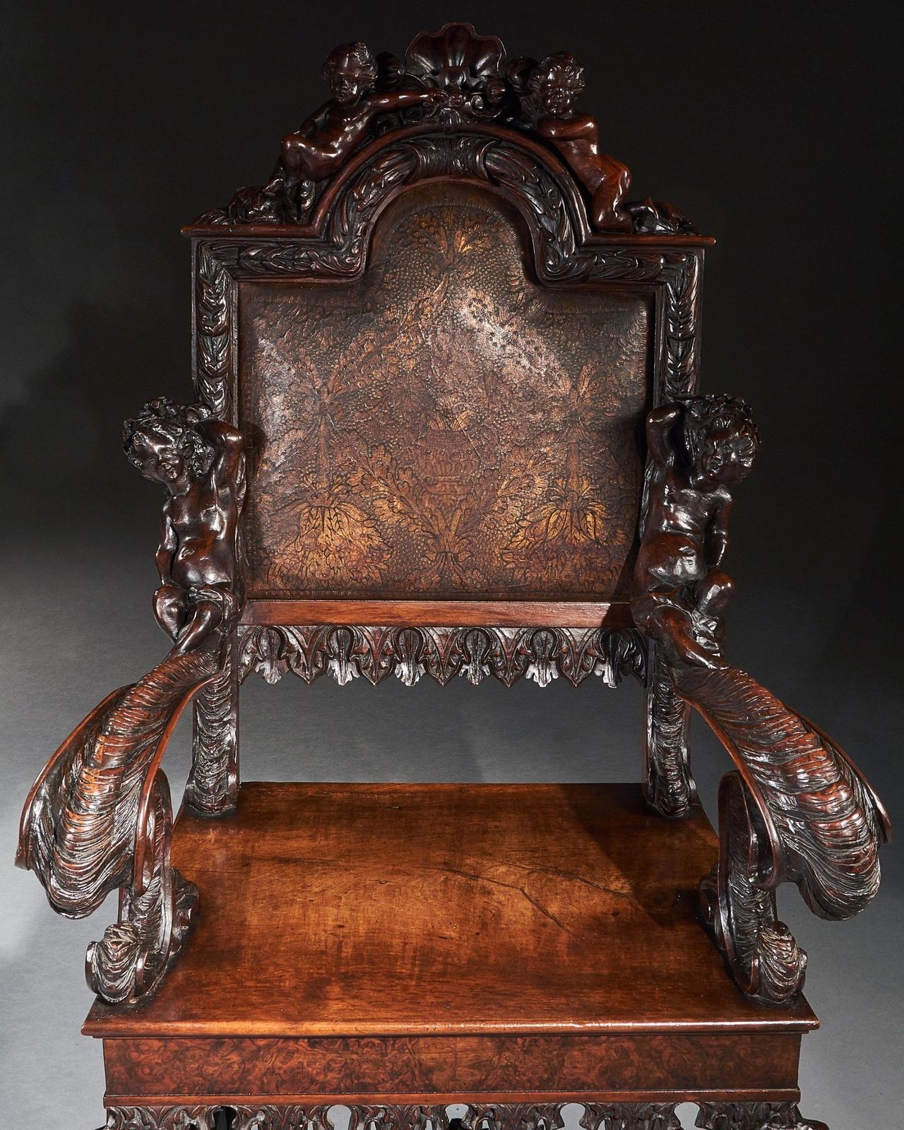 An Exhibition Quality Italian 19th Century Carved Walnut Armchair After Andrea Brustolon photo 12500.0