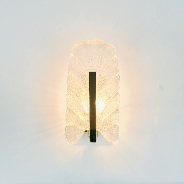 Scandinavische Glazen Wandlamp Met Messing Bladmotief Van Carl Fagerlund Voor Orrefors, Zweden, Jaren 1960 photo 340.0