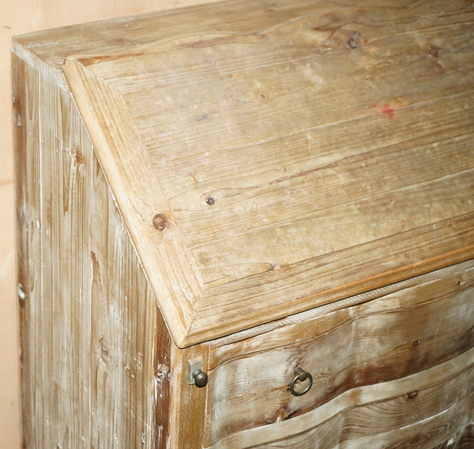 Swedish Rustic Pine Hand Painted Drop Front Bureau Desk Chest Of Drawers photo 1750.0