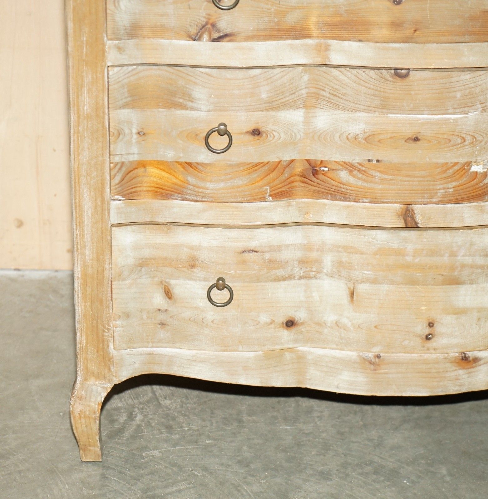 Swedish Rustic Pine Hand Painted Drop Front Bureau Desk Chest Of Drawers photo vintage