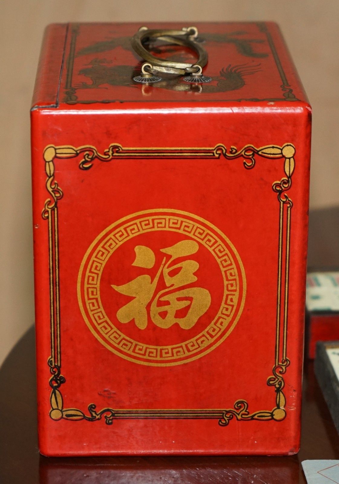 photo furniture Antique Mahjong Suite Circa 1940's Chinese Chinoiserie Dragon Design Must See