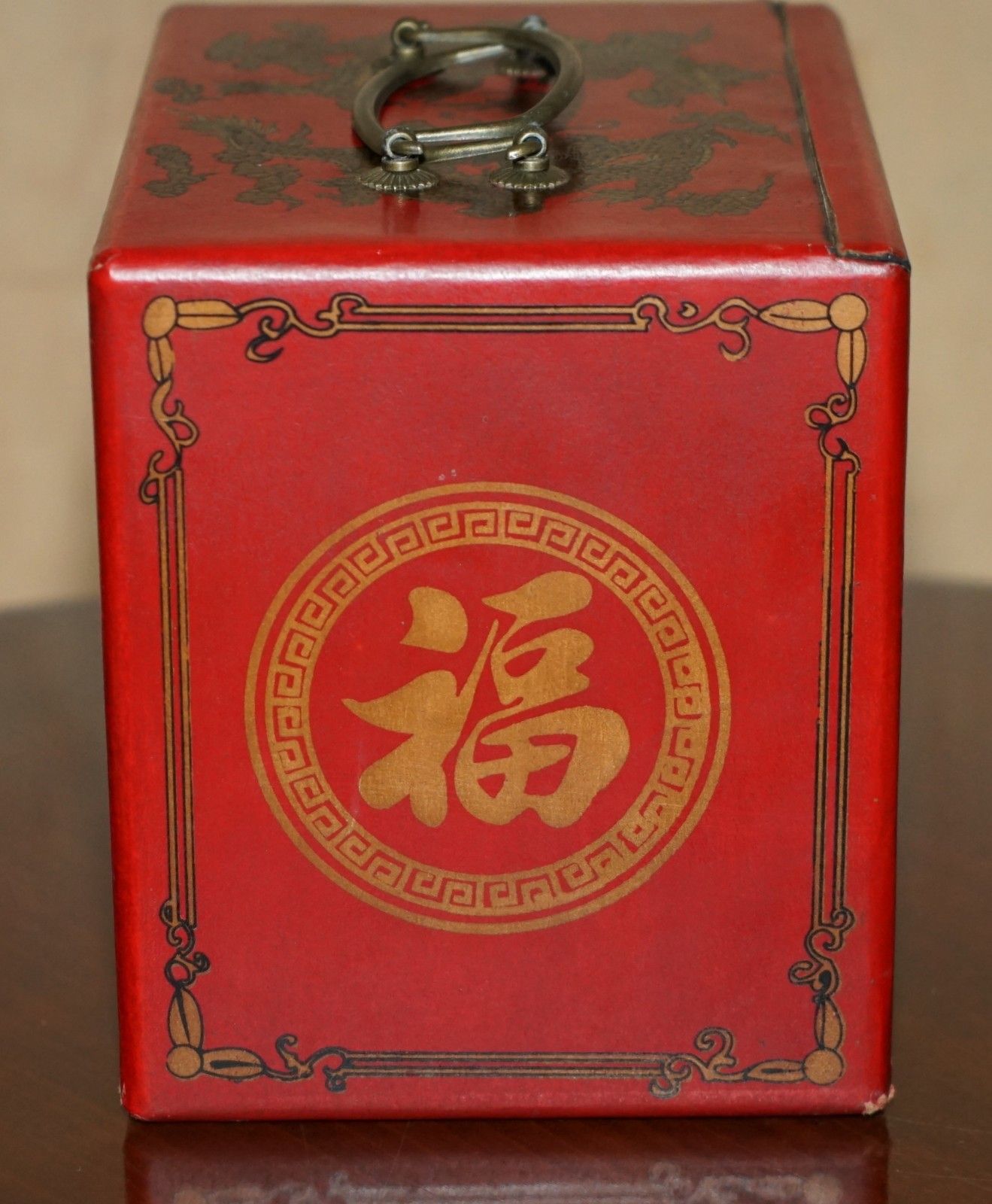 Antique Mahjong Suite Circa 1940's Chinese Chinoiserie Dragon Design Plus Dice photo buy