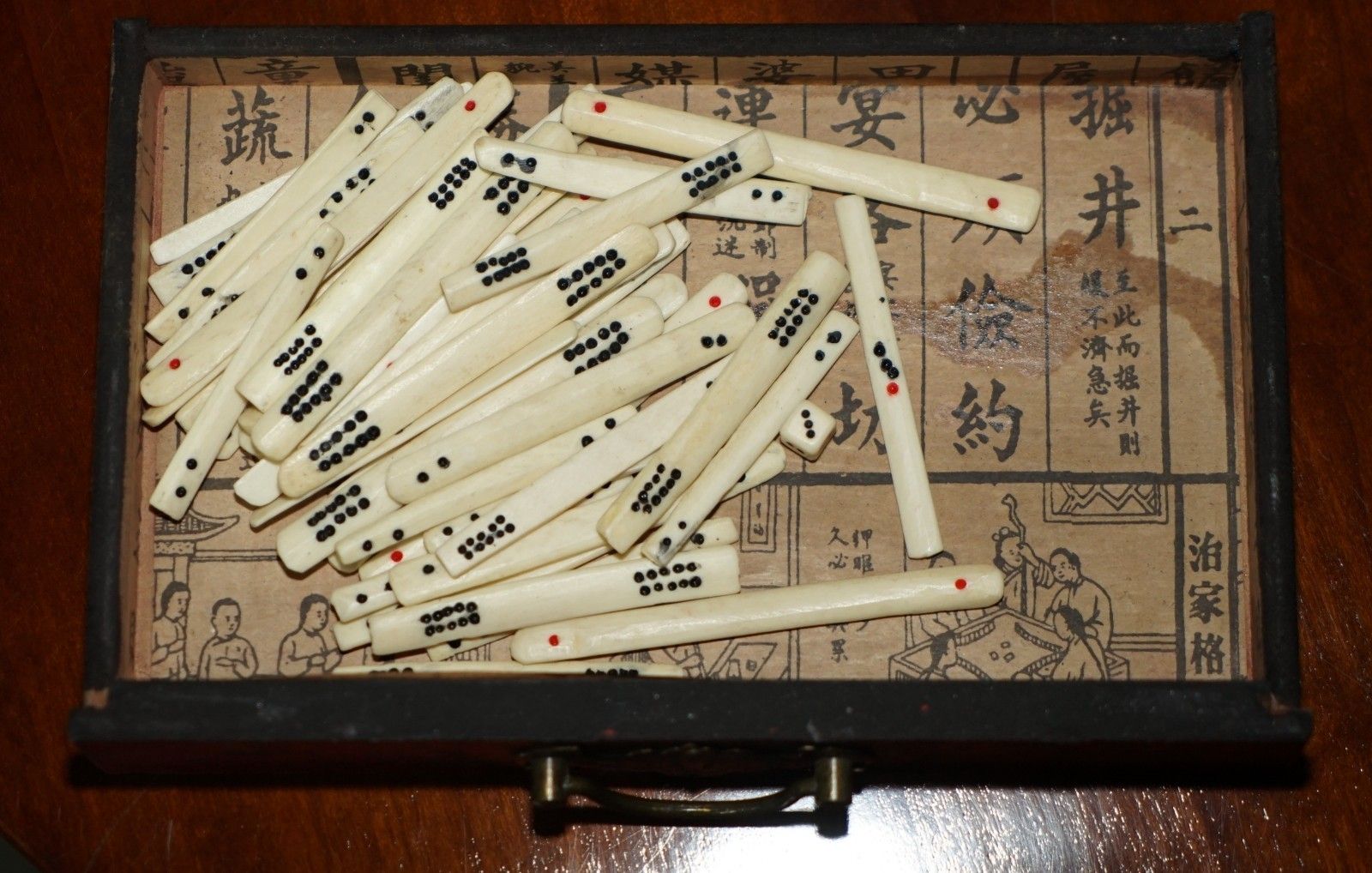 photo buy Antique Mahjong Suite Circa 1940's Chinese Chinoiserie Dragon Design Plus Dice