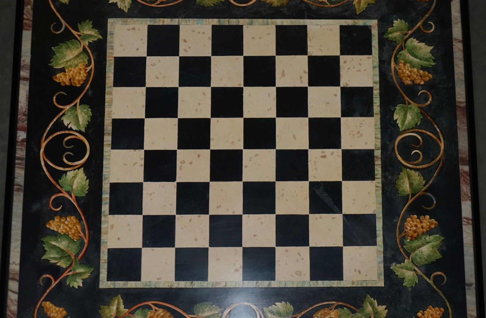 Antique Extra Large Pietra Dura Marble Inlaid Chessboard Table Later Cherry Base photo 4950.0