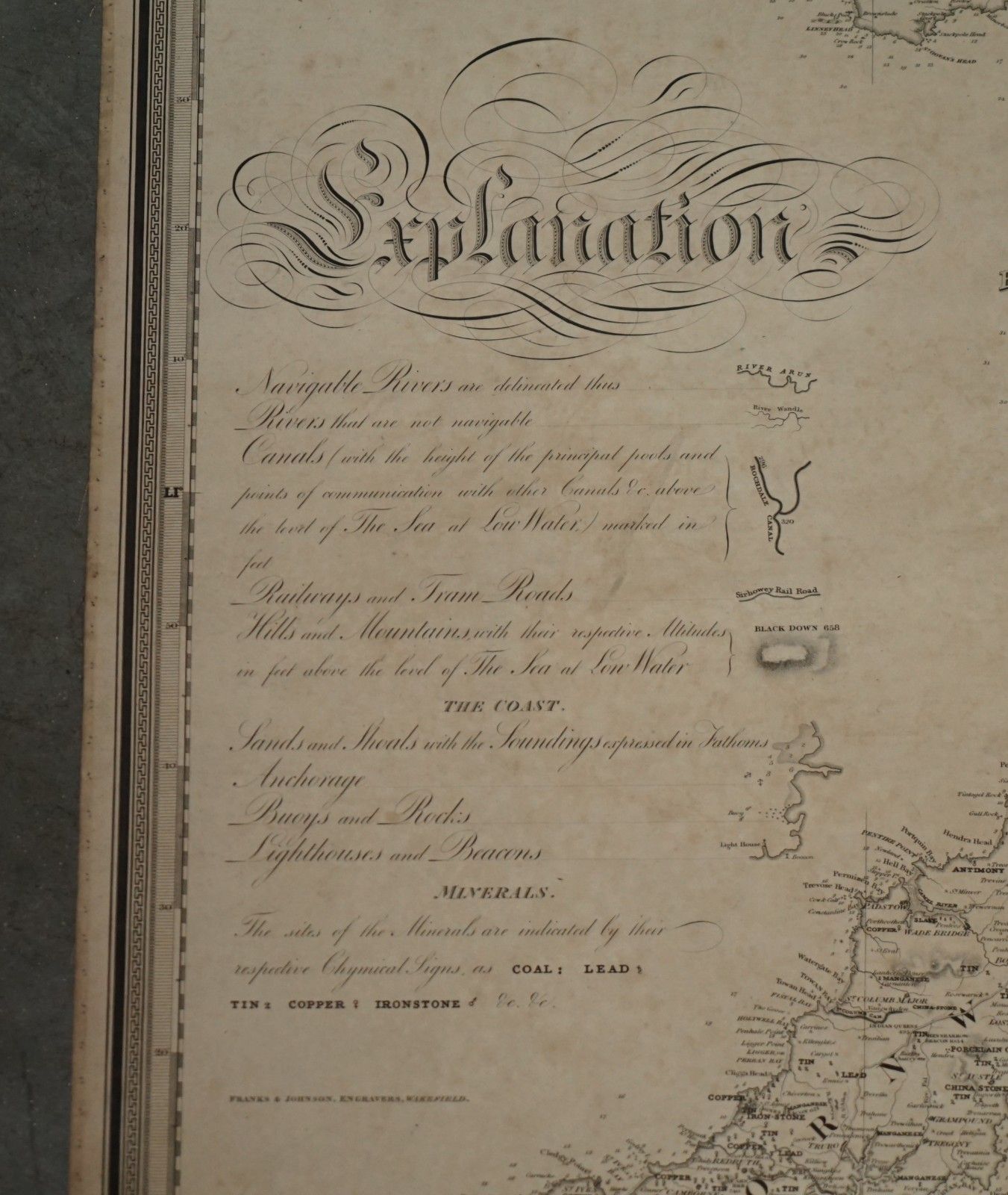 1830 Dated Extra Large 194cm X 159cm Inland Navigation Map Canals And Railroads photo for sale