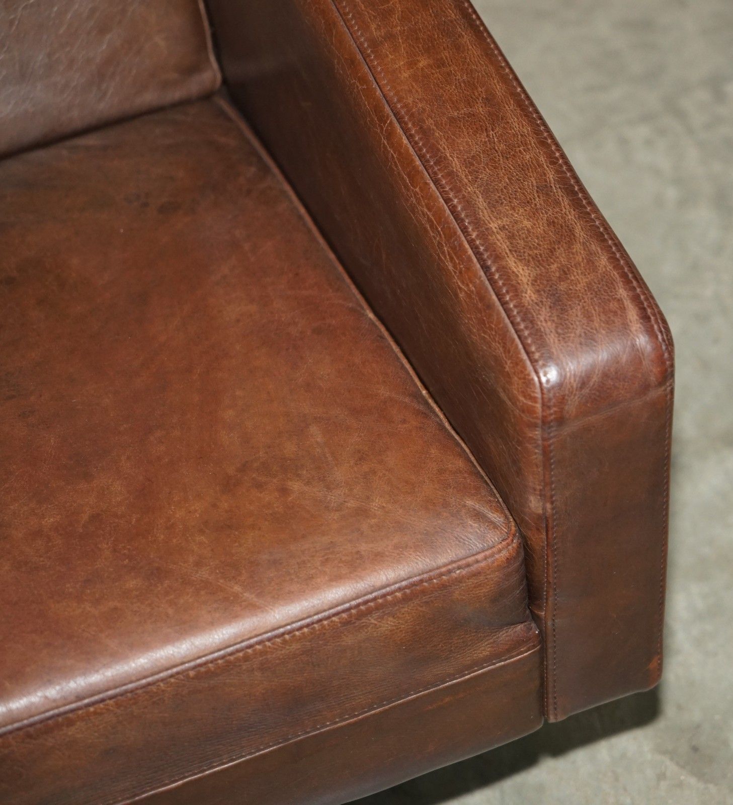 photo for sale Vintage Heritage Brown Leather Boconcepts Chrome Base Swivel Lounge Armchair