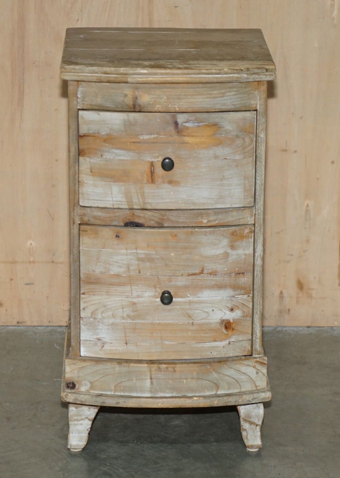 Vintage Loaf Recliamed Hardwood Side End Table Wine Nightstand Table Drawers photo for sale