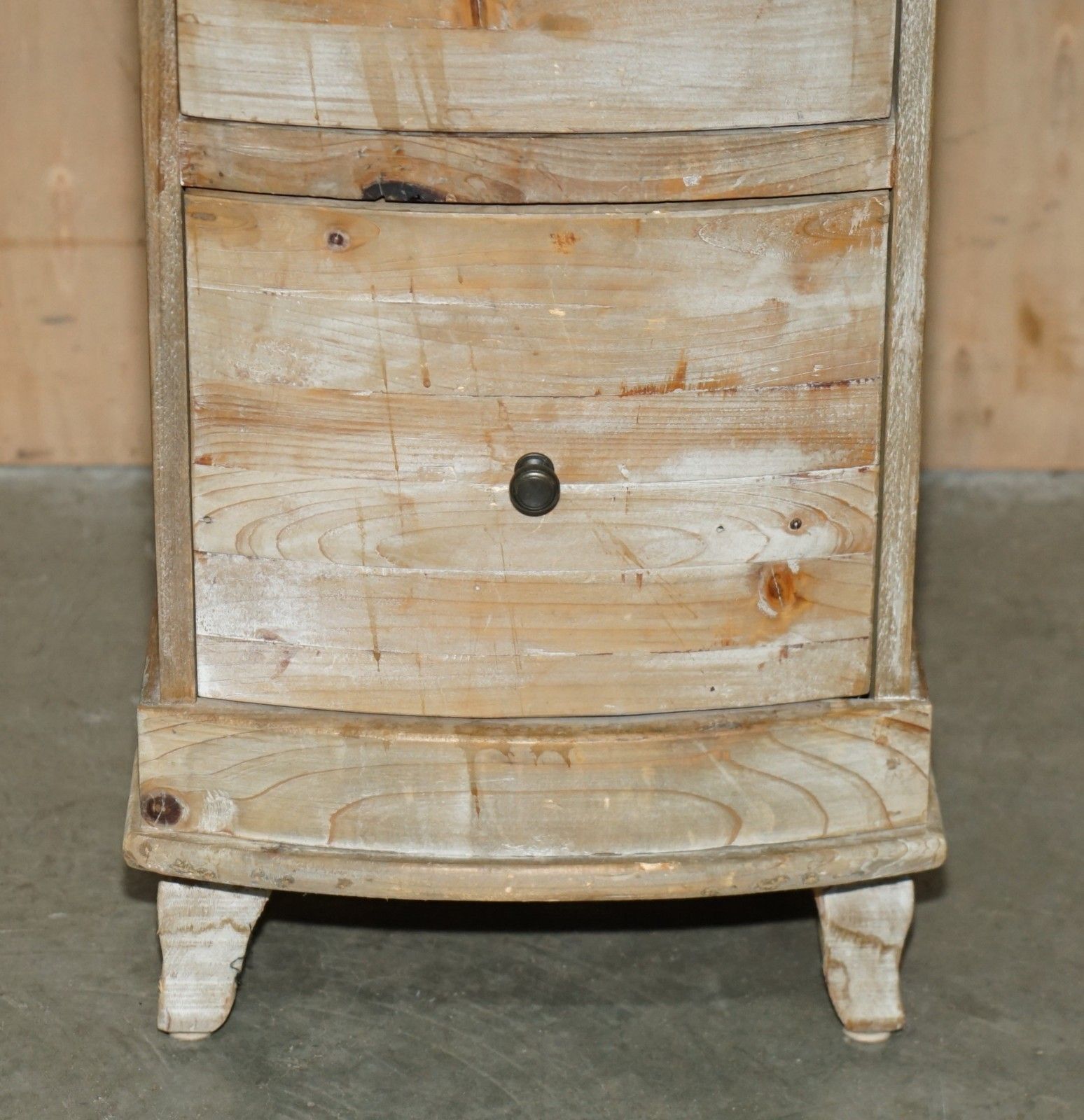 Vintage Loaf Recliamed Hardwood Side End Table Wine Nightstand Table Drawers photo vinterior
