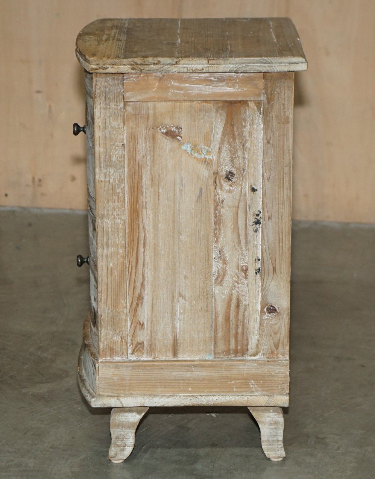 photo for sale Vintage Loaf Recliamed Hardwood Side End Table Wine Nightstand Table Drawers