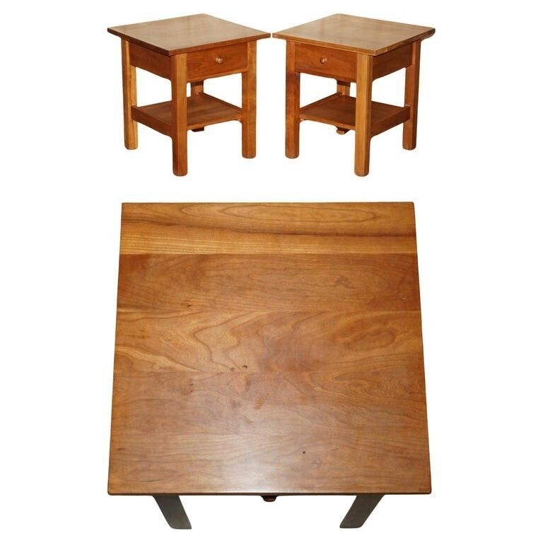 Pair Of Lovely Cherry Wood Side End Nightstand Tables Bought From Harrods London