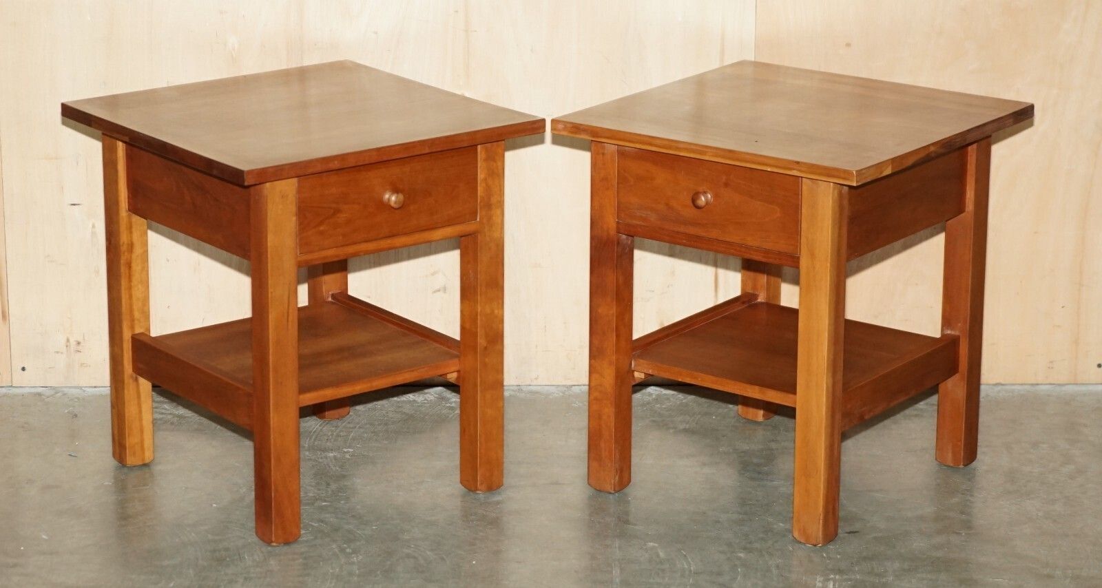 Pair Of Lovely Cherry Wood Side End Nightstand Tables Bought From Harrods London photo furniture