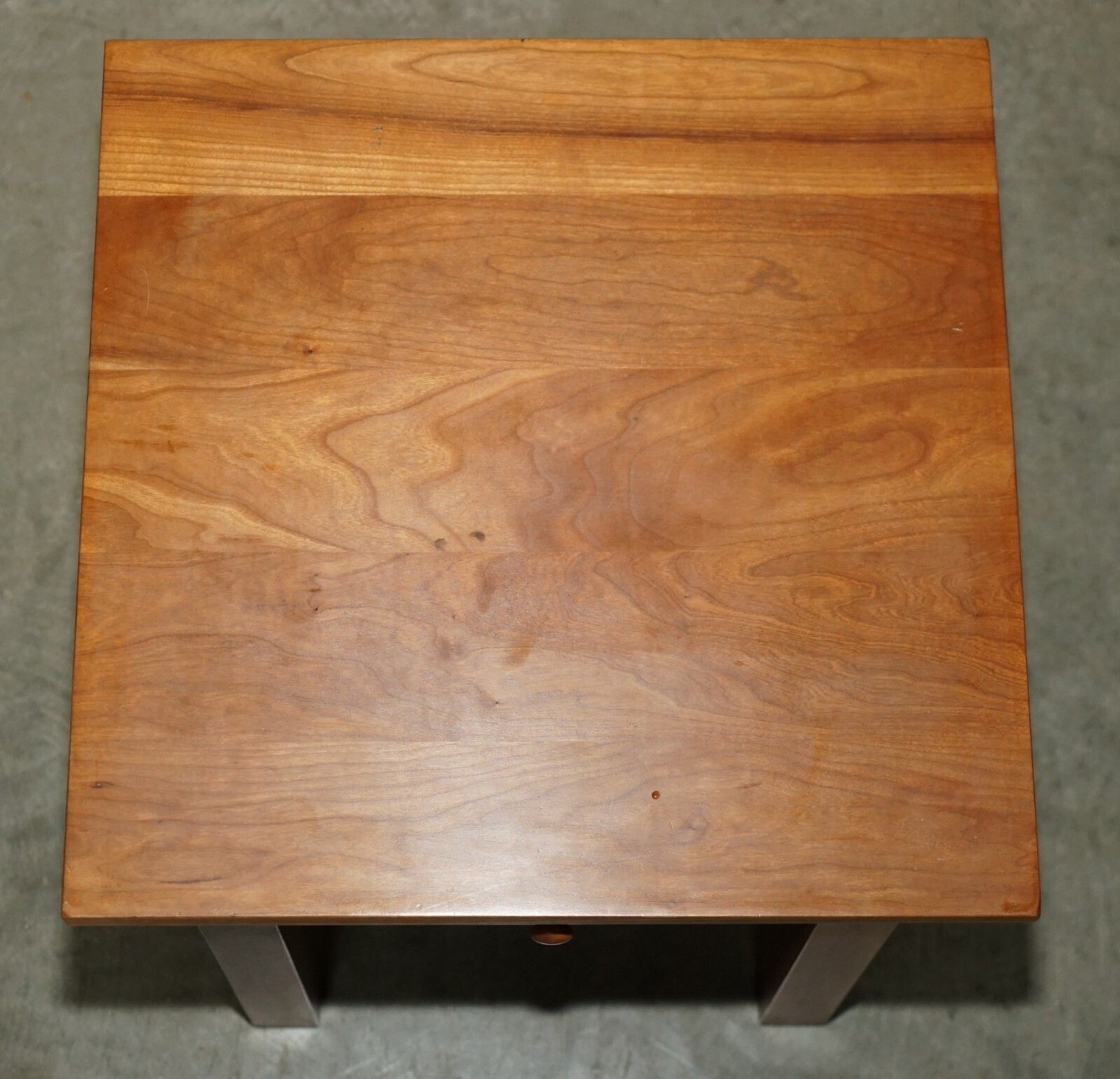 photo vintage Pair Of Lovely Cherry Wood Side End Nightstand Tables Bought From Harrods London