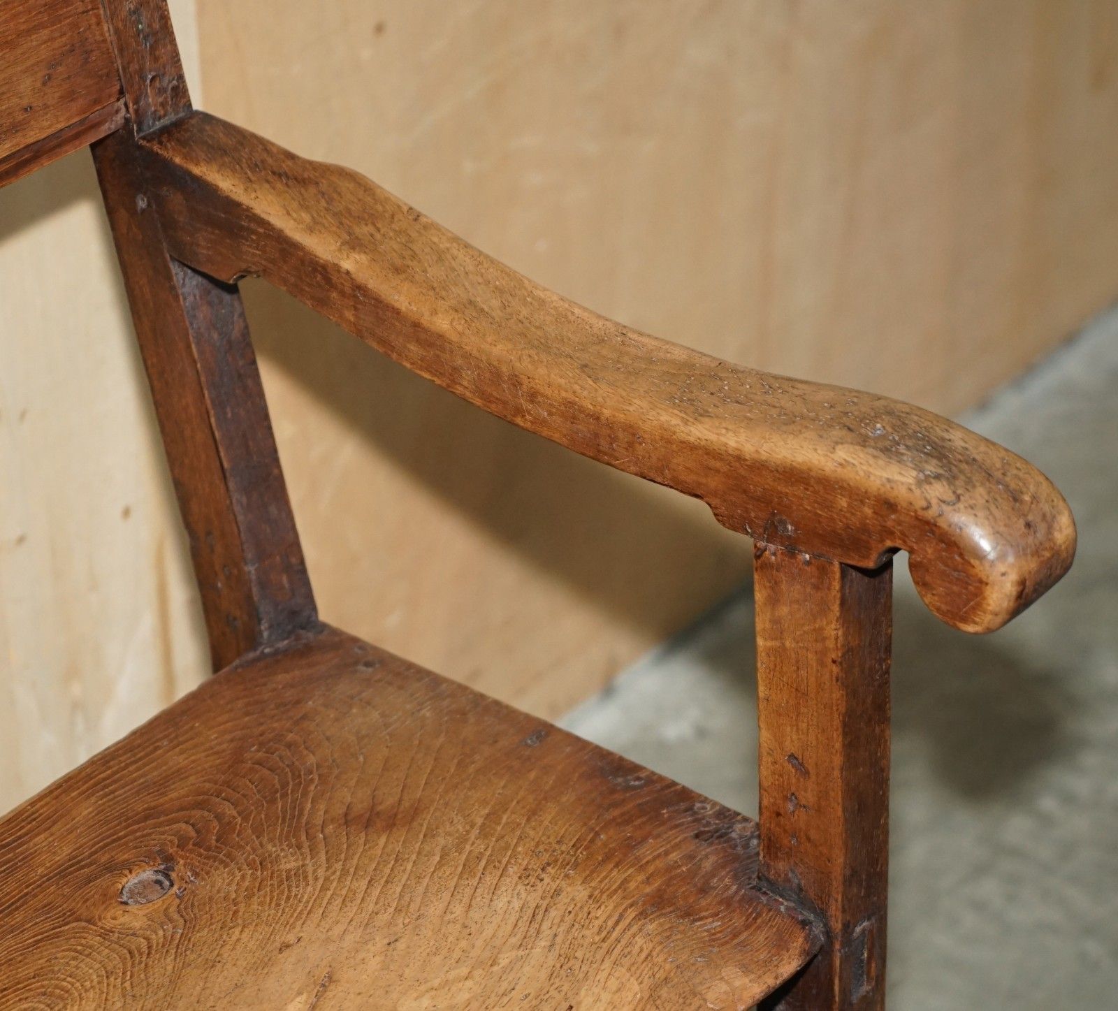 Stunning Circa 1780 1820 Antique Hand Carved Elm & Fruitwood Provincial Chair photo vintage