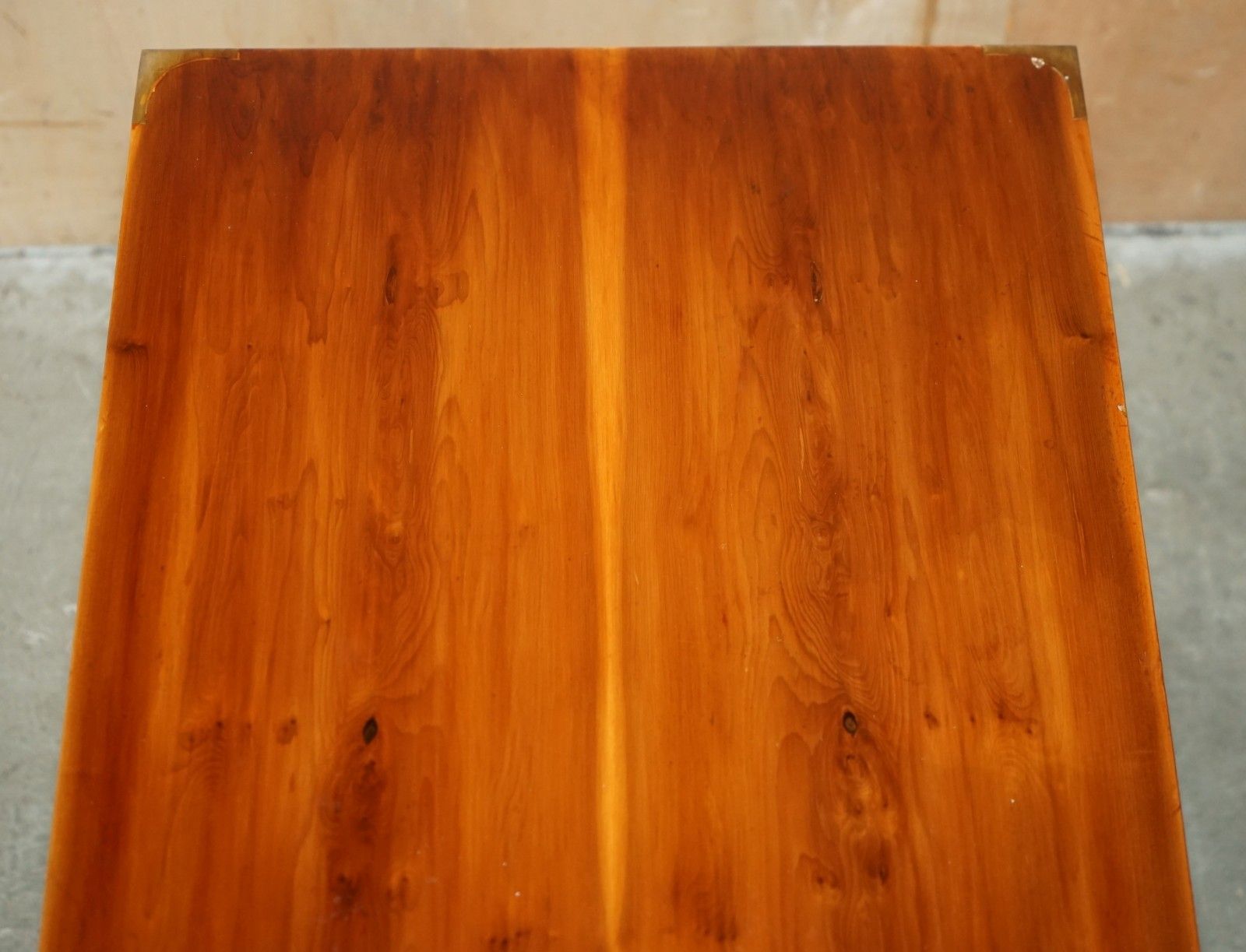 Fully Restored Military Campaign Style Yew Wood Single Drawer Side End Table photo vintage