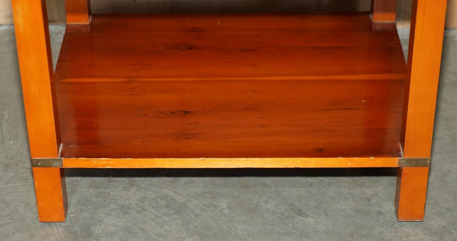 photo buy Fully Restored Military Campaign Style Yew Wood Single Drawer Side End Table
