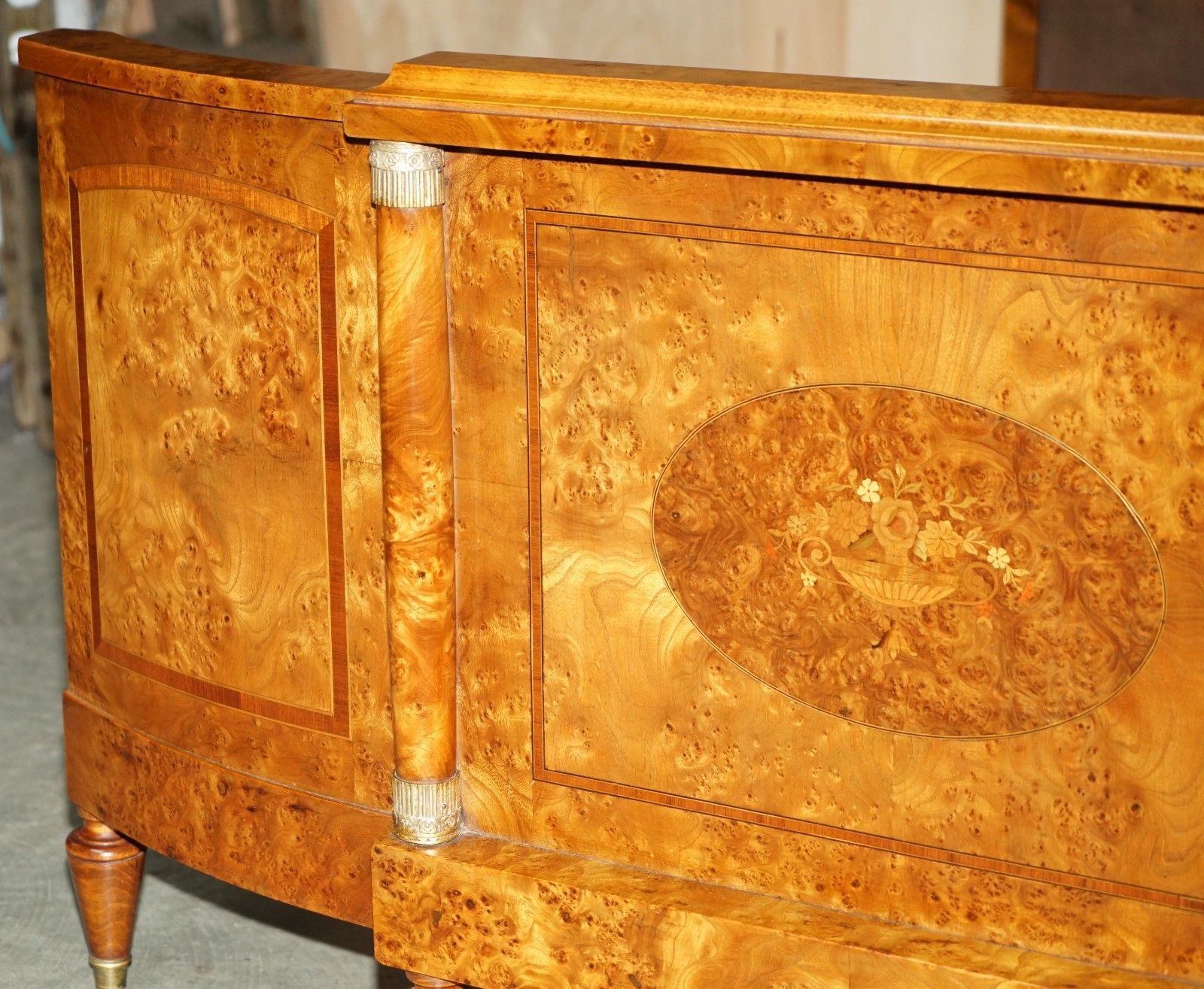 Antique Fully Restored Circa 1880 French Empire Burr Walnut Estate Bed Frame photo Furniture