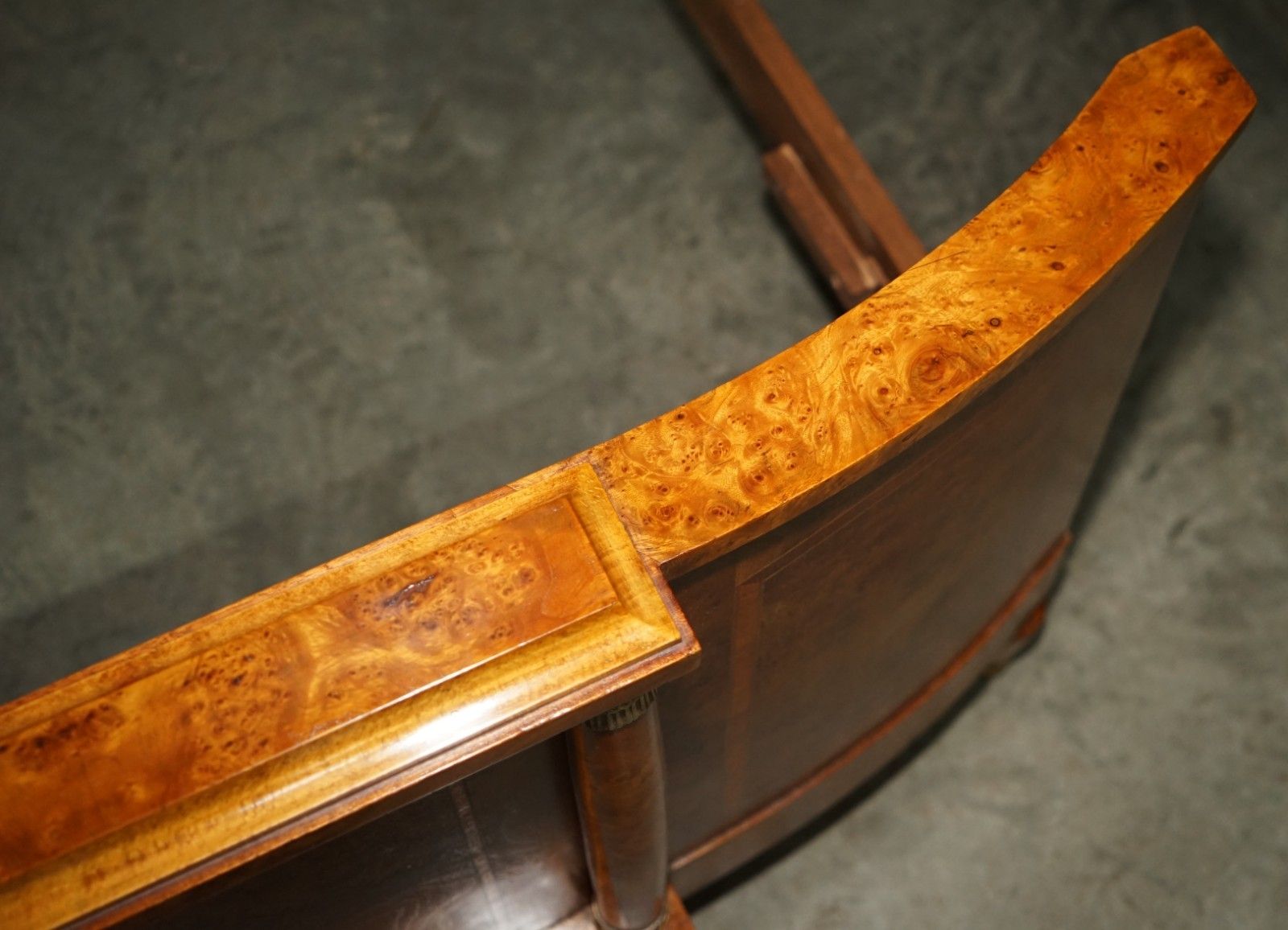 Furniture Antique Fully Restored Circa 1880 French Empire Burr Walnut Estate Bed Frame photo