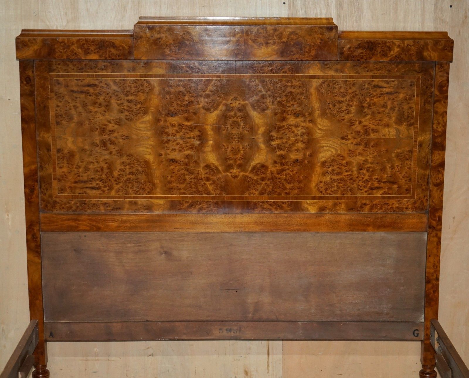 5950.0 Antique Fully Restored Circa 1880 French Empire Burr Walnut Estate Bed Frame photo