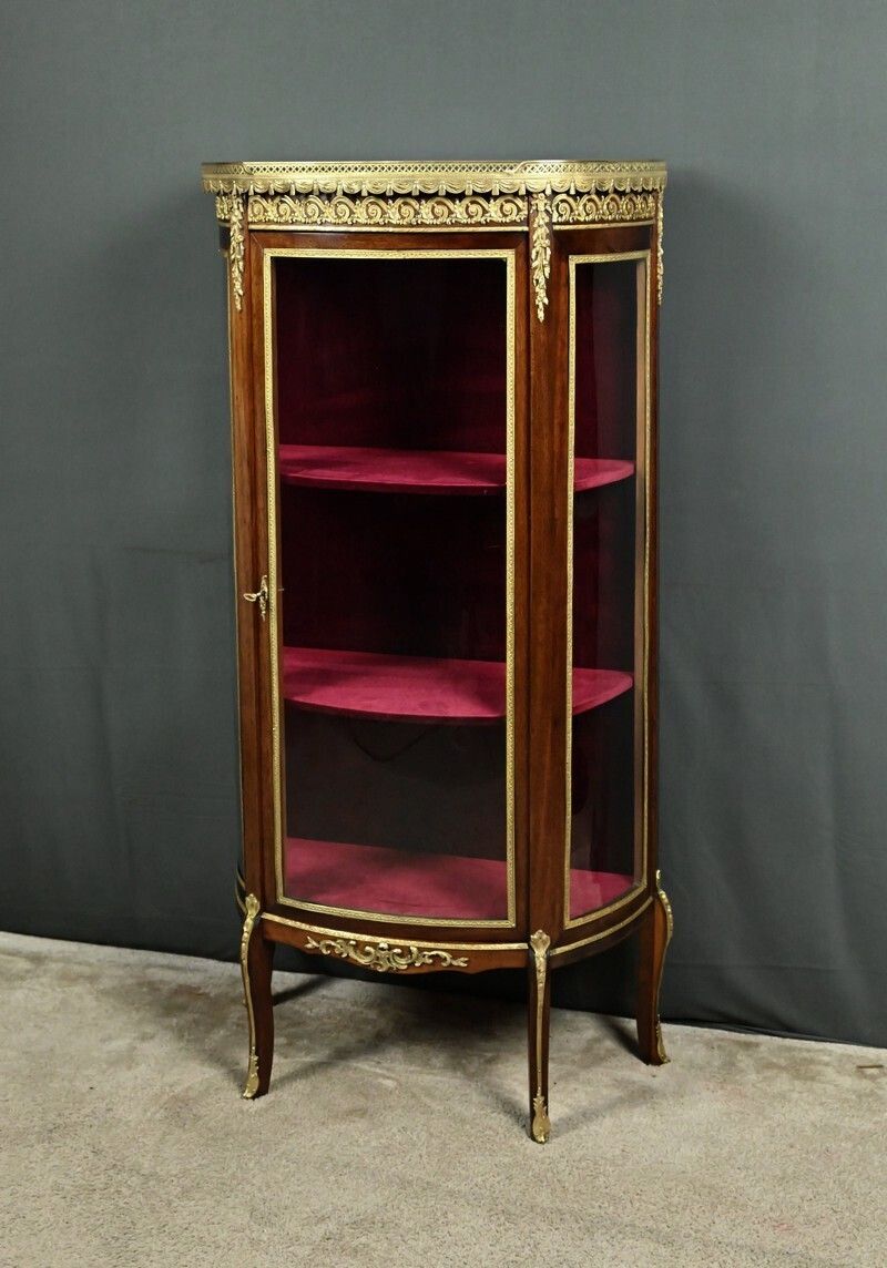 Small Mahogany Display Cabinet, Louis XV Louis XVI Transitional Style – Early 20th Century photo Furniture