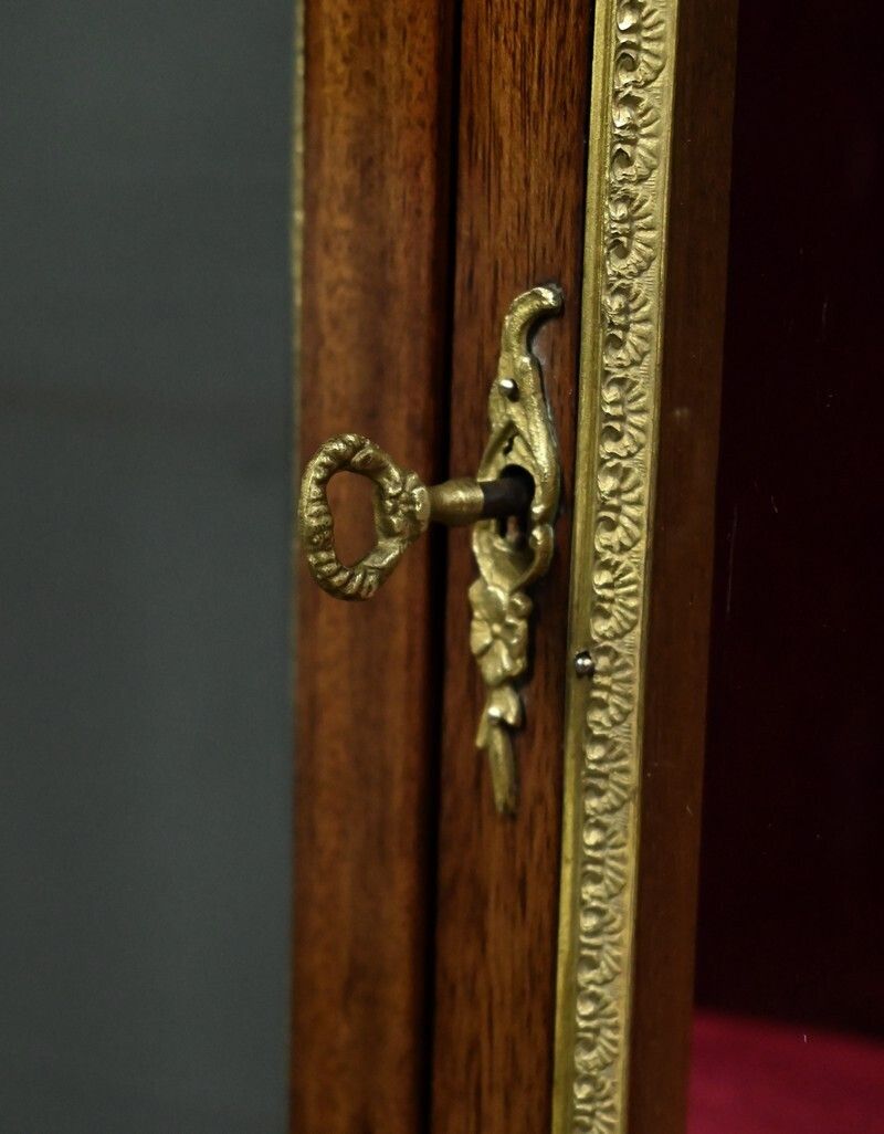 photo for sale Small Mahogany Display Cabinet, Louis XV Louis XVI Transitional Style – Early 20th Century