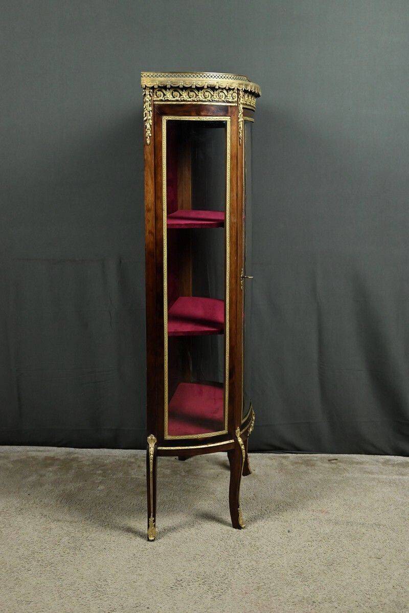 photo buy Small Mahogany Display Cabinet, Louis XV Louis XVI Transitional Style – Early 20th Century