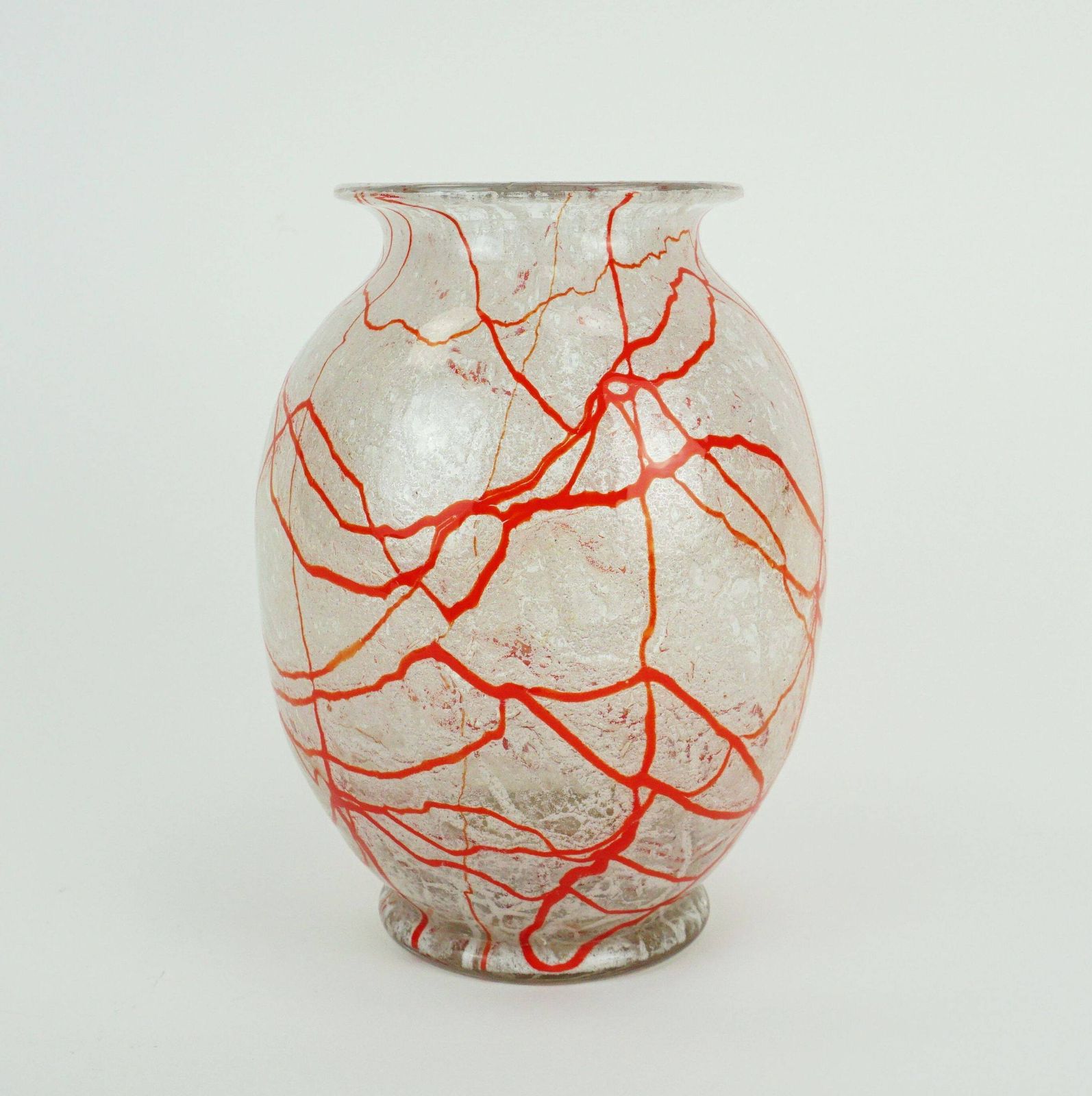 Loetz Klostermühle Art Deco Glass Vase 1930s Orange White And Clear Glass photo furniture