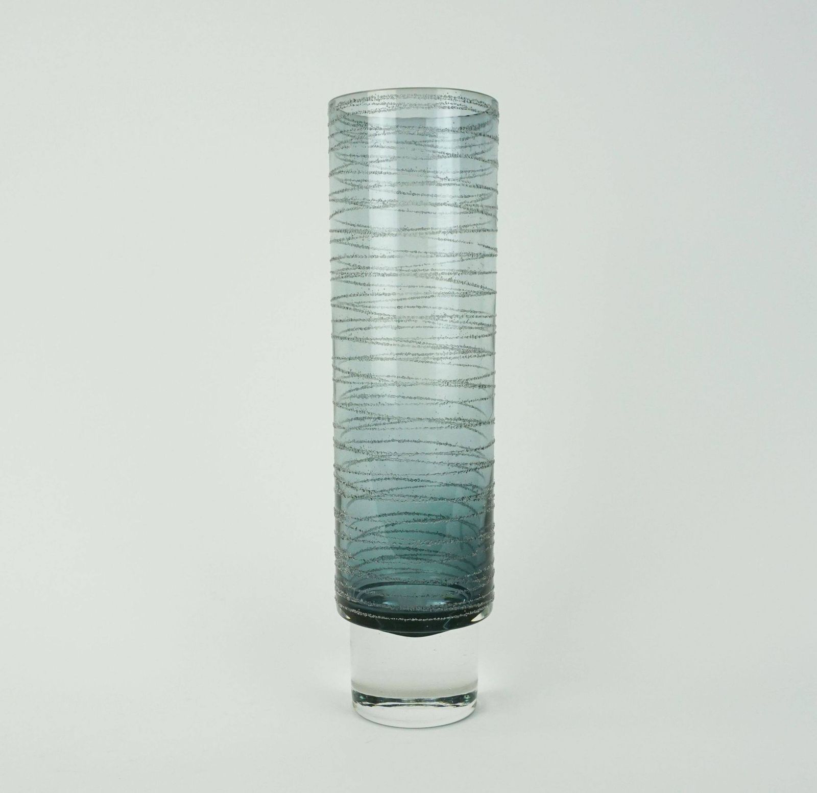 Mid Century Modern Glass Vase With Thread Decoration 1960s 70s photo vintage