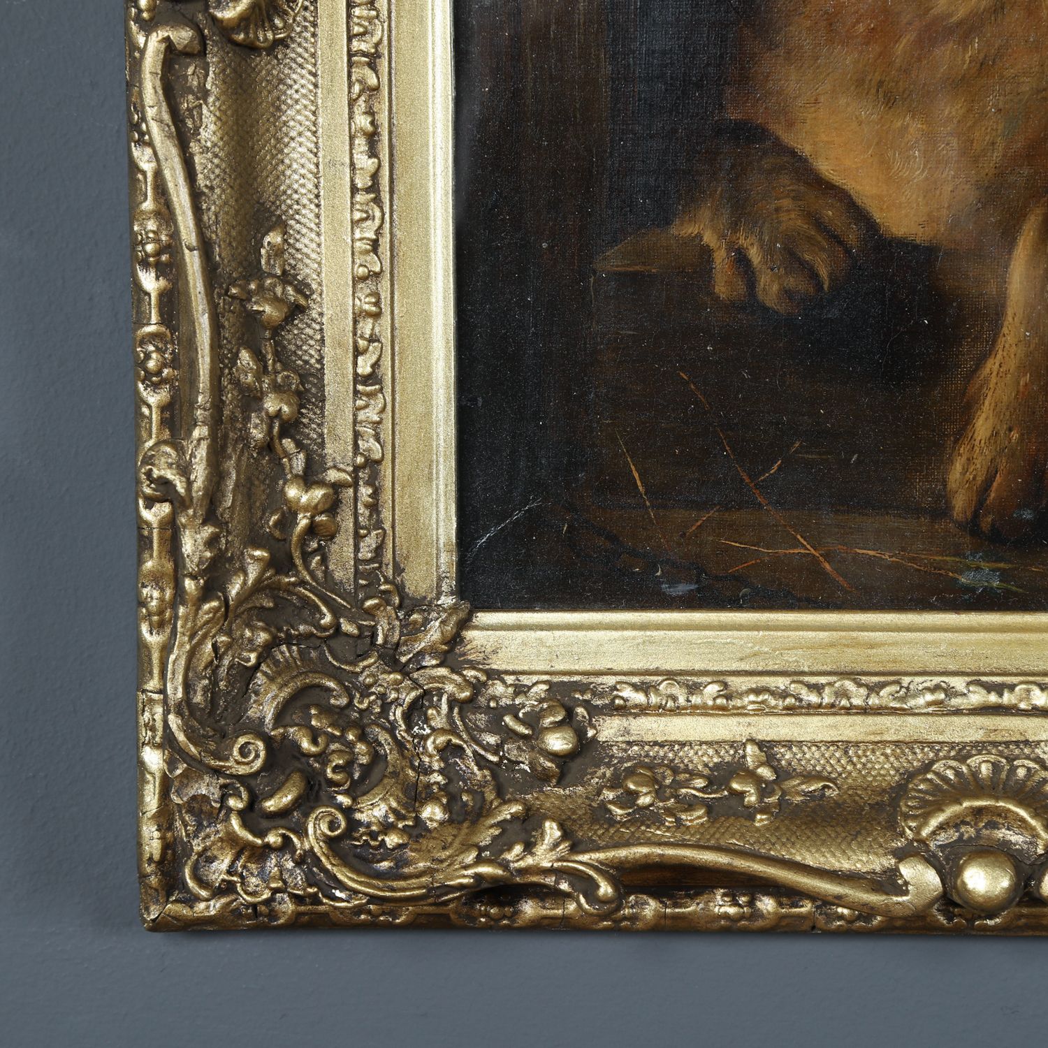 English Victorian Copy Of An Oil Painting Picture Of Dignity And Impudence Hound Dog By Sir Edwin Landseer (Circa 1860) photo buy