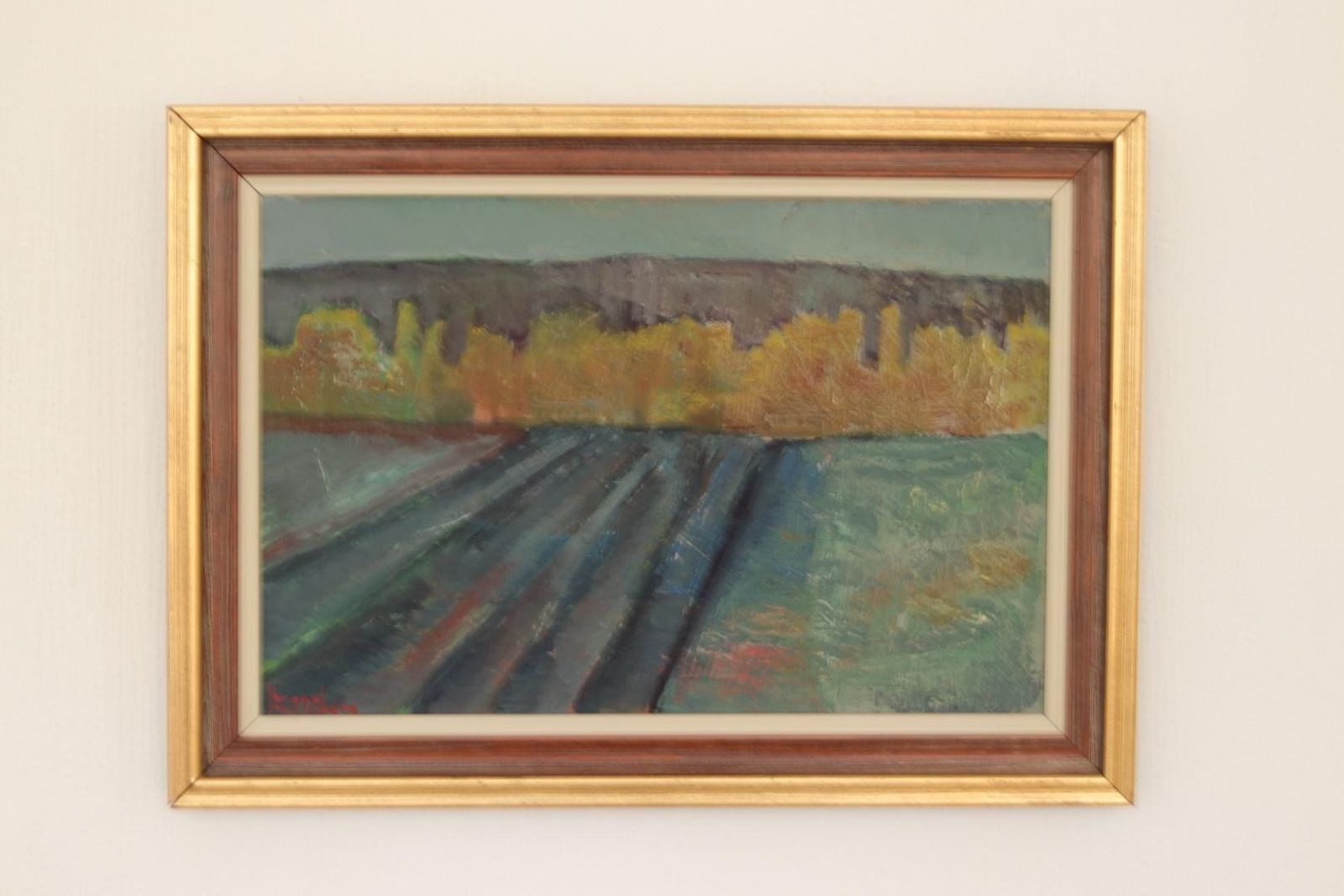 photo furniture Original Swedish Oil On Canvas – “Field At Dusk” By Bruno Forssberg, Billingsfors Dalsland – Vintage & Framed – 49 × 36 Cm (19.3" × 14.2")