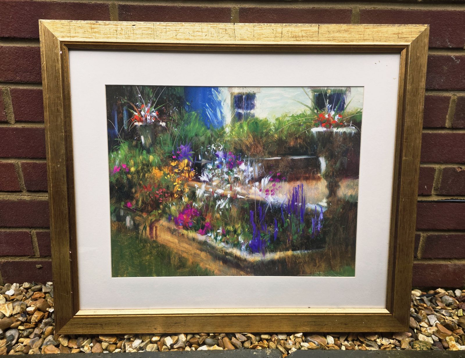 Vibrant Impressionist Print The Patio By American Artist Charles Warren Mundy photo Art