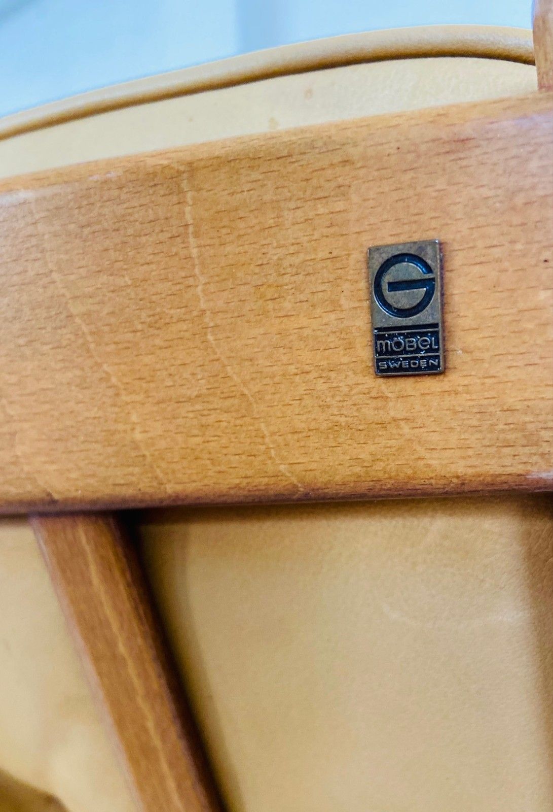 photo buy Vintage Mid Century Light Tan Leather Lounge Chair By Göte Möbler 1970,S