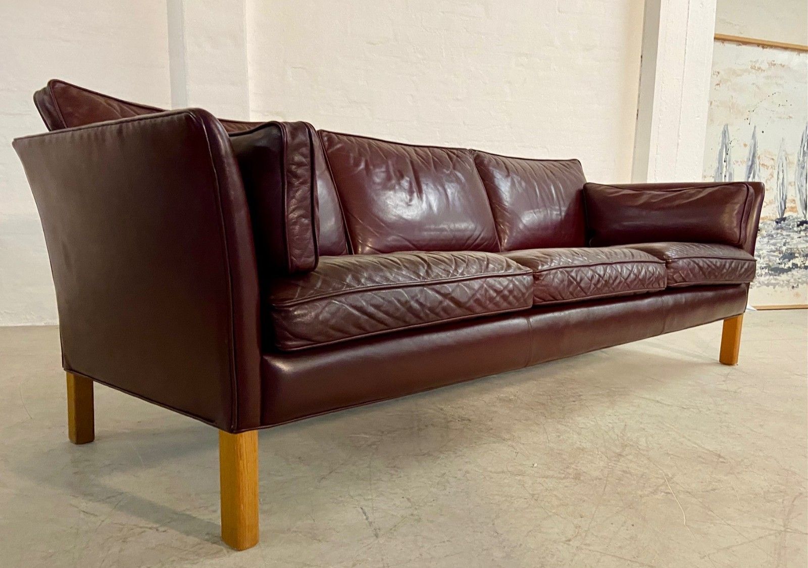 Mid Century Modern Arne Norell Swedish Burgundy Leather Sofa – 1960s photo buy