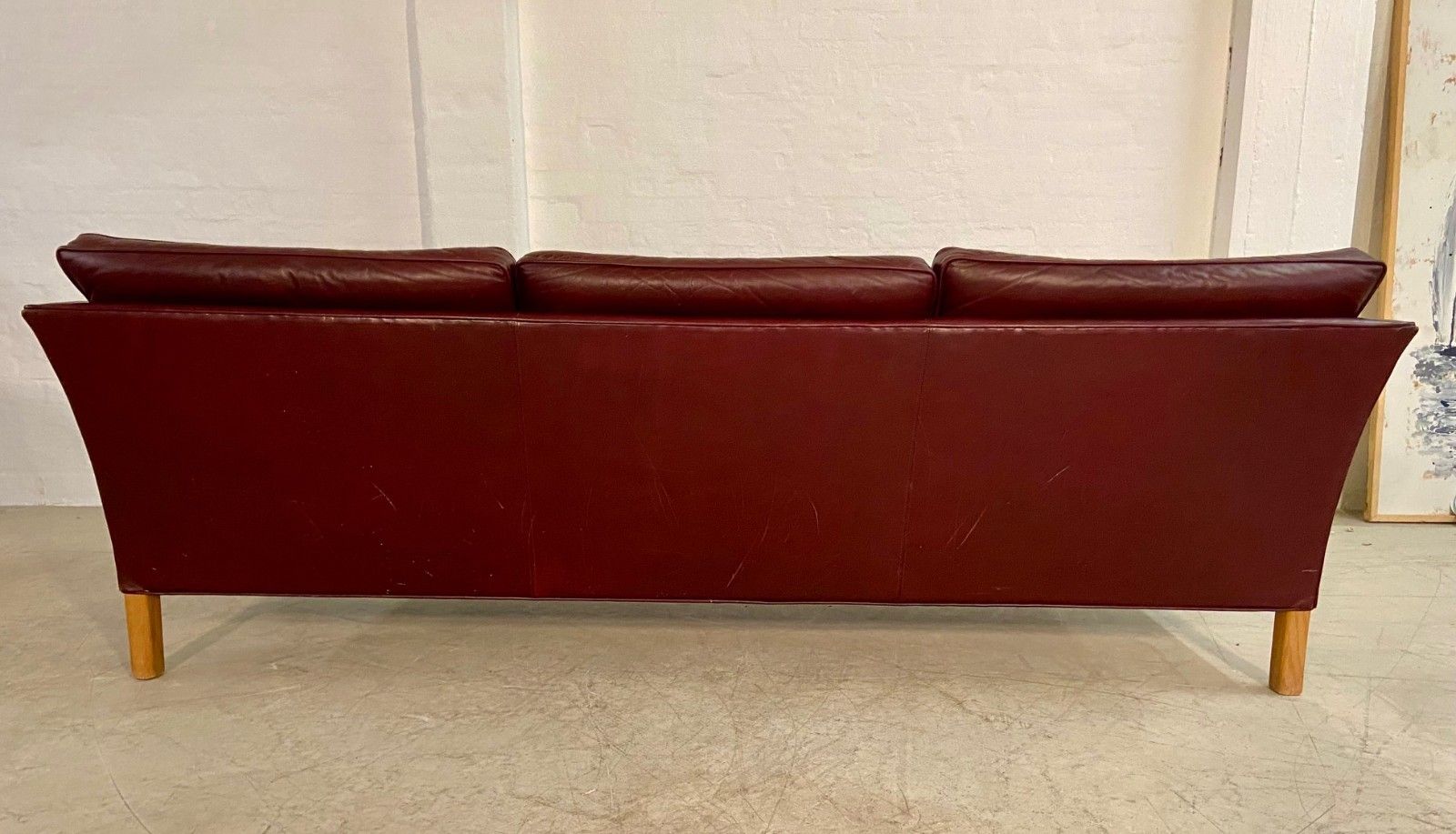 2995.0 Mid Century Modern Arne Norell Swedish Burgundy Leather Sofa – 1960s photo