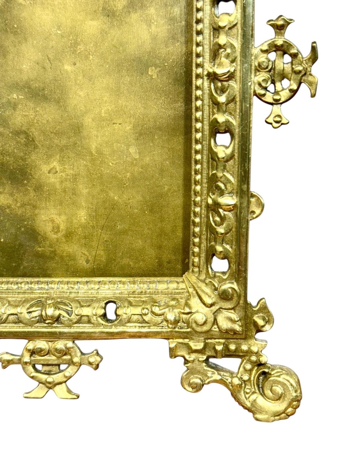 Ornate 19th Century Gilt Bronze Tabletop Frame With Cherub Motif photo vintage
