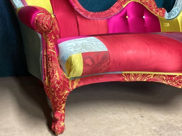 Antique Bespoke Covered Statement Patchwork Sofa photo for sale